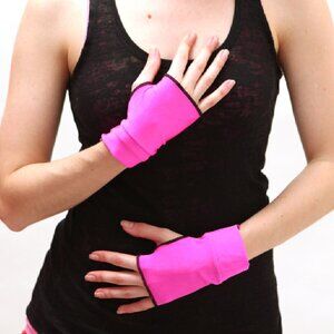 Cosplay Costume Gloves Neon Pink Short Arm Cuffs Wetlook Festival Dance Womens